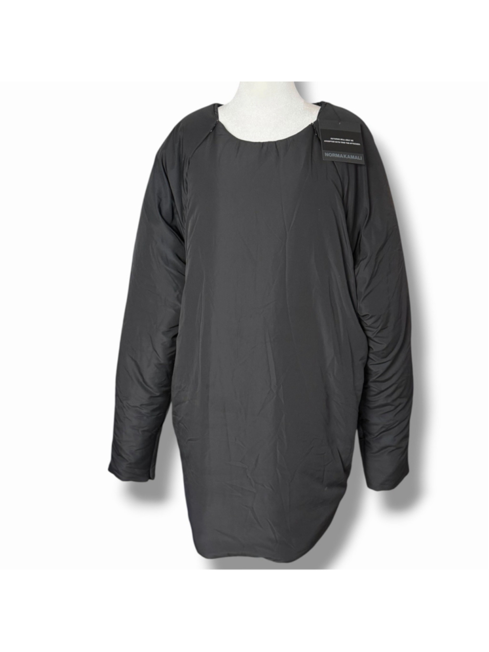 Norma Kamali NWT OS Raglan Sleeve Mini Dress Black Puffer Dress 36 / Small